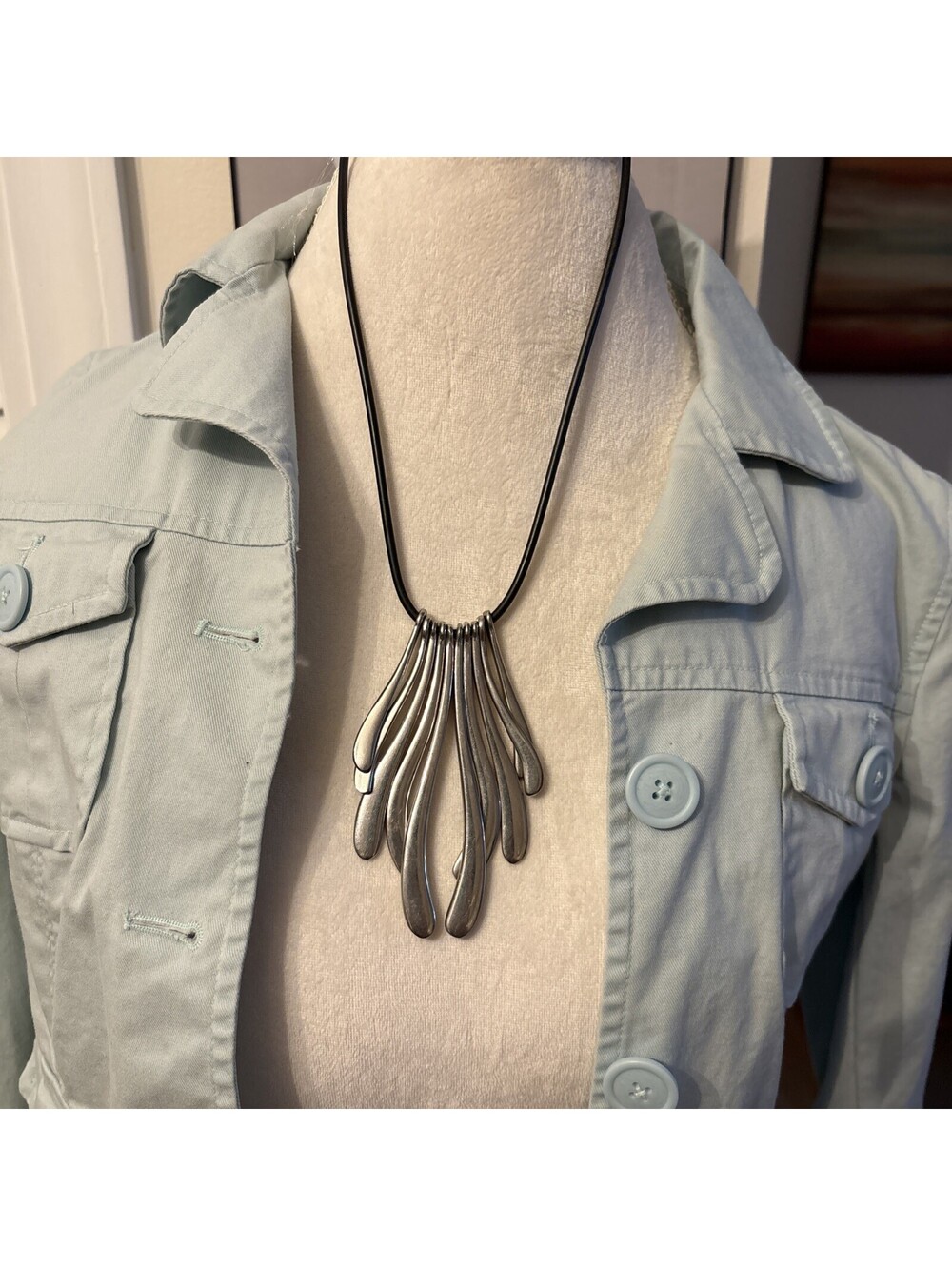Abstract Metal Pendant Necklace Art Deco  Very Unique